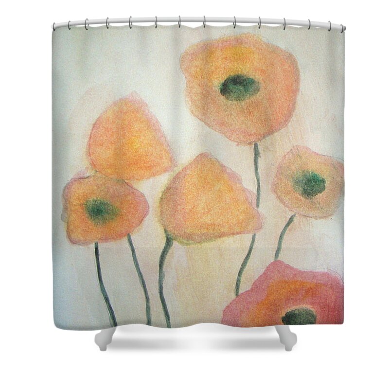 Abstract Shower Curtain featuring the painting California Poppies #1 by Vesna Antic