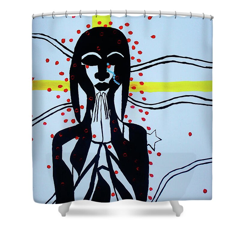 Jesus Shower Curtain featuring the painting Poppies For Peace in South Sudan by Gloria Ssali