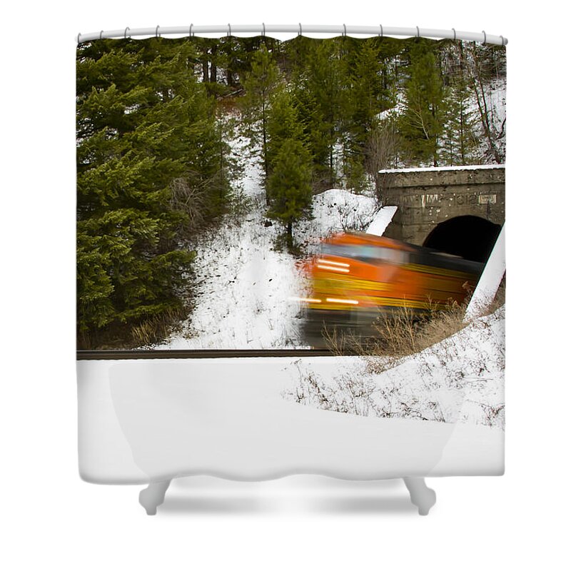 Train Shower Curtain featuring the photograph Popping out of tunnel 1012 by Albert Seger