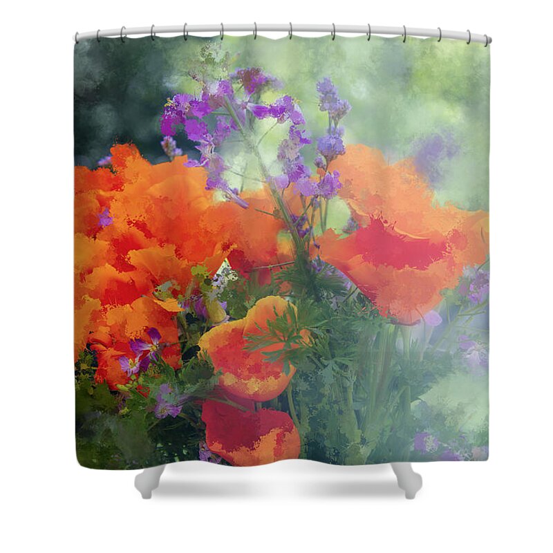Photography Shower Curtain featuring the digital art Poppy Bouquet by Terry Davis