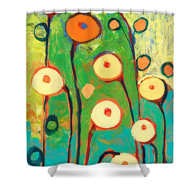 Poppy Shower Curtain featuring the painting Poppy Celebration by Jennifer Lommers