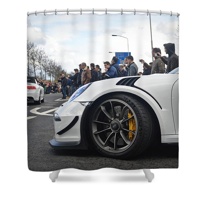 Porsche Shower Curtain featuring the photograph Porsche 911 GT3RS by Sportscars OfBelgium