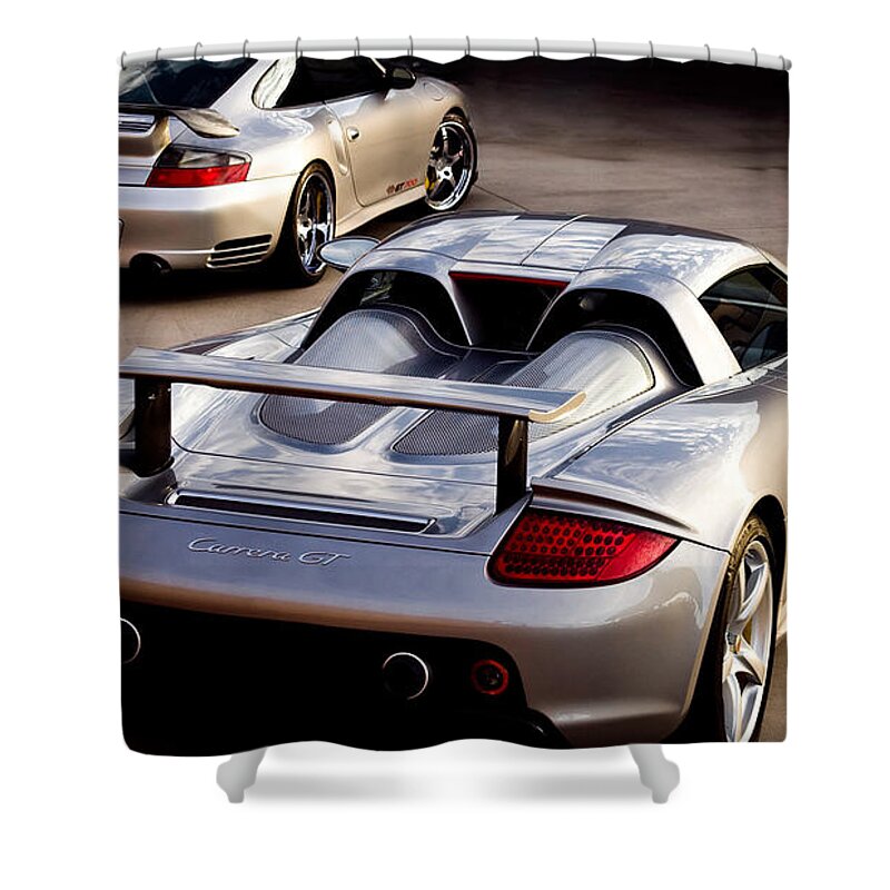 Porsche Shower Curtain featuring the photograph Porsche by Jackie Russo