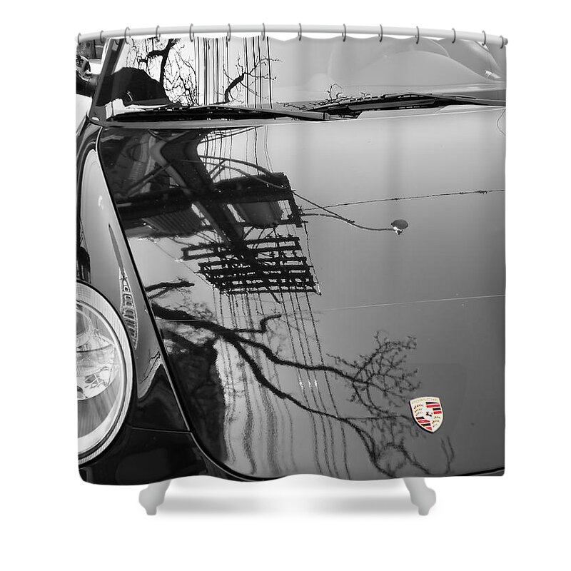 Porsche Shower Curtain featuring the photograph Porsche Reflections by Andrew Fare