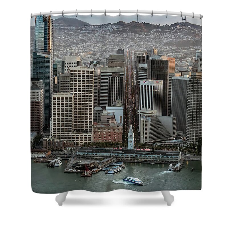 Port Of San Francisco Shower Curtain featuring the photograph Port of San Francisco and Downtown Financial District by David Oppenheimer