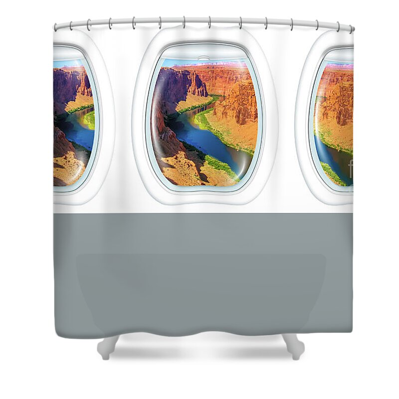 Grand Canyon Shower Curtain featuring the photograph Porthole windows on Lake Powell by Benny Marty