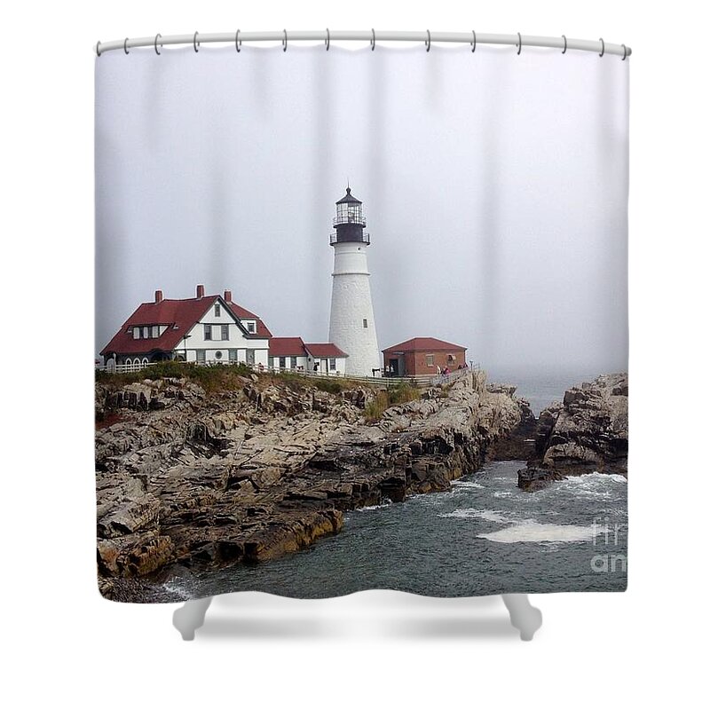 Lighthouse Shower Curtain featuring the photograph Portland Head Light by Barbara Von Pagel