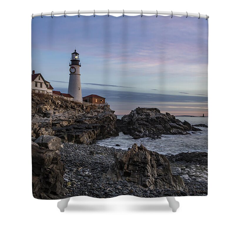 Lighthouse Shower Curtain featuring the photograph Portland Head Light December 2015 by Colin Chase