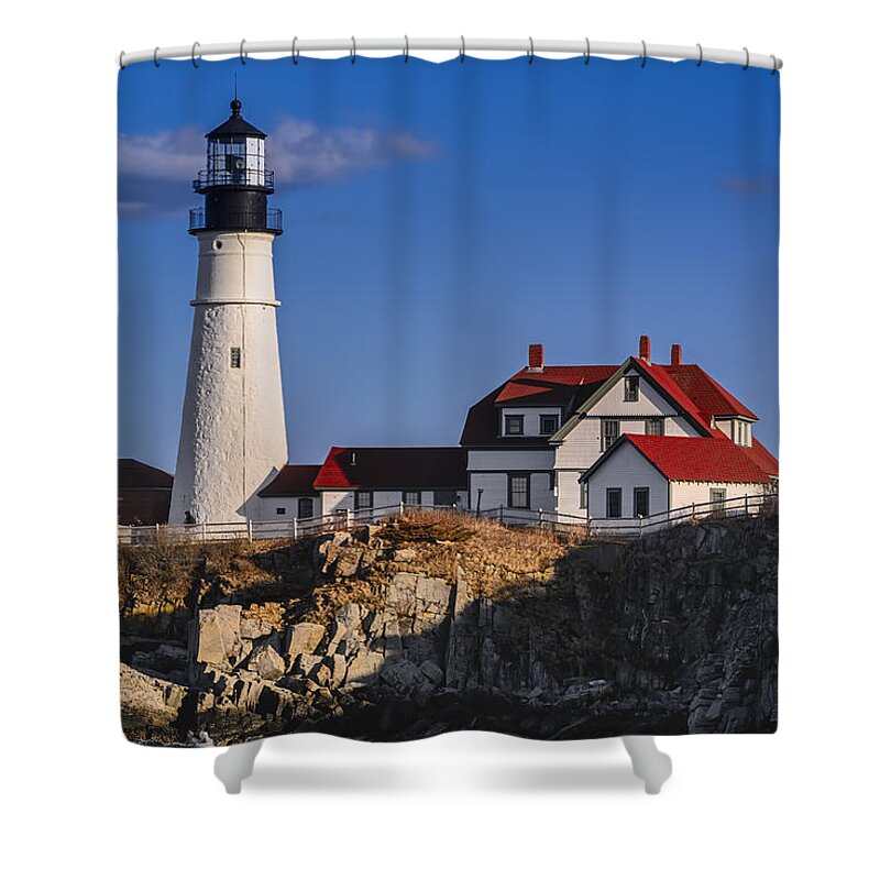 2015 Shower Curtain featuring the photograph Portland Head Light No. 43 by Mark Myhaver