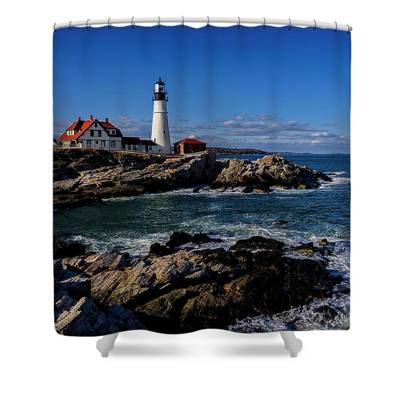 Lighthouse Shower Curtain featuring the photograph Portland Head Light No.32 by Mark Myhaver