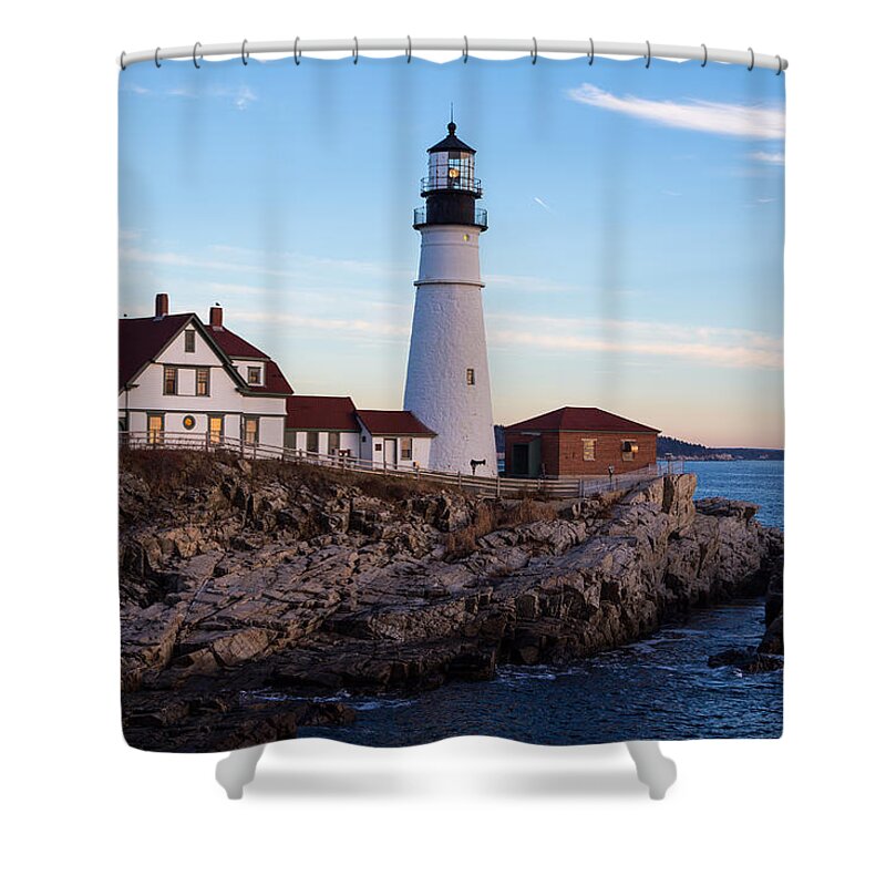 Lighthouse Shower Curtain featuring the photograph Portland Head Lighthouse by Allan Morrison