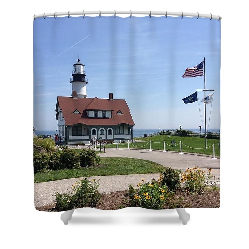  Shower Curtain featuring the photograph Portland Head Lighthouse Maine by Bob Johnson