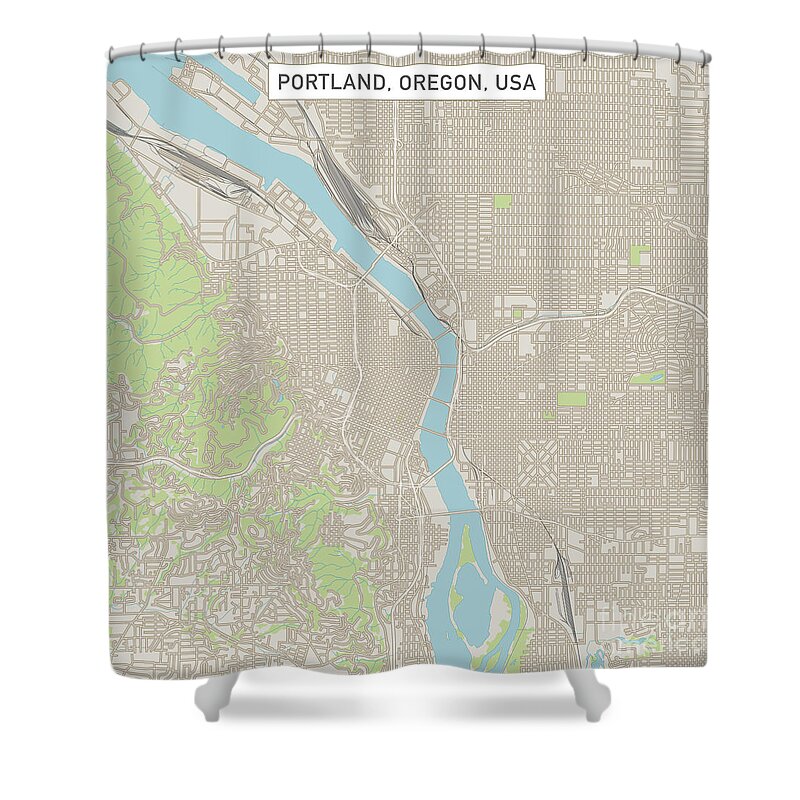 Portland Shower Curtain featuring the digital art Portland Oregon US City Street Map by Frank Ramspott