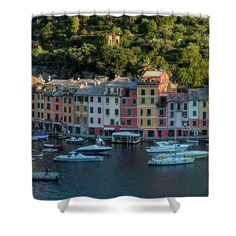 Portofino Shower Curtain featuring the photograph Portofino Morning Panoramic II by Brian Jannsen
