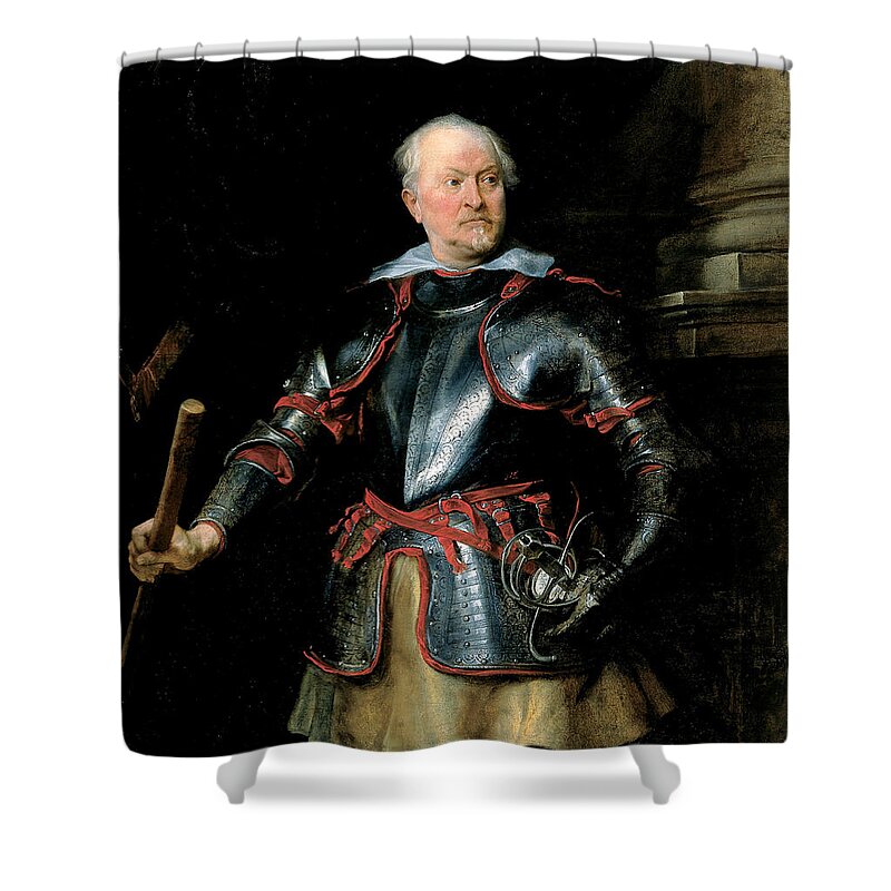 Anthony Van Dyck Shower Curtain featuring the painting Portrait of a Man in Armor by Anthony van Dyck