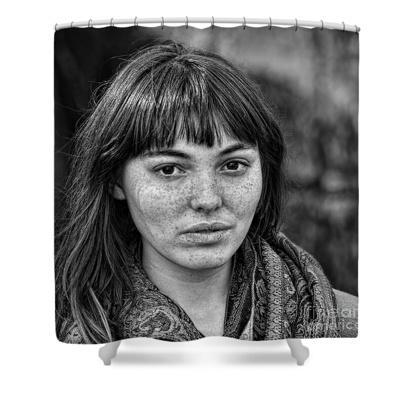 Beauty Shower Curtain featuring the photograph Portrait of a Freckle Faced Model II by Jim Fitzpatrick