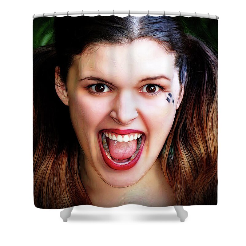 Super Hero Shower Curtain featuring the photograph Portrait Of A Harlequin by Jon Volden