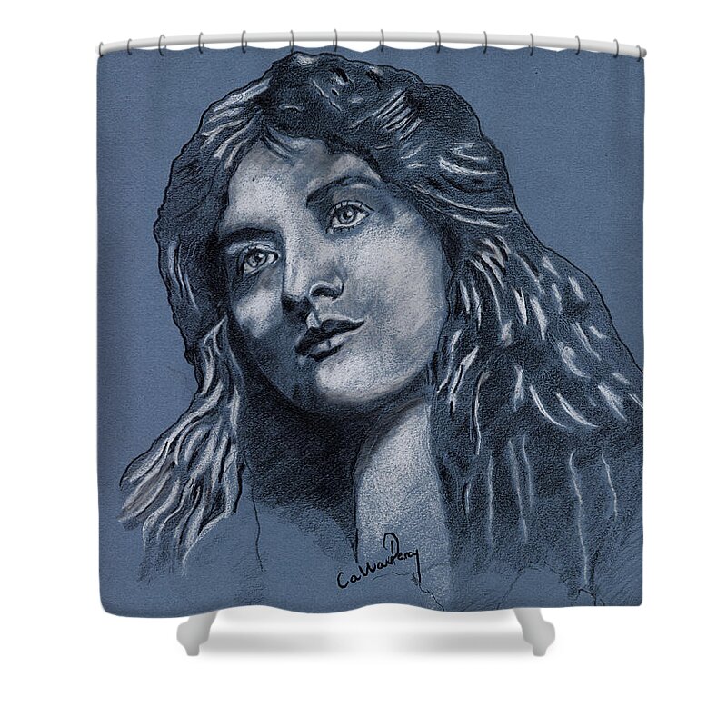 Portrait Shower Curtain featuring the drawing Portrait Of A Lady by Callan Art