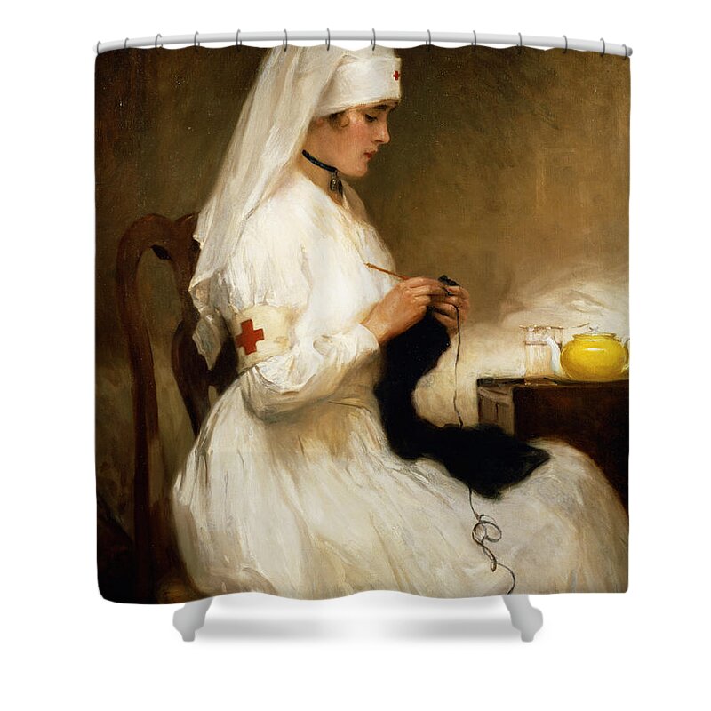 Portrait Shower Curtain featuring the painting Portrait of a Nurse from the Red Cross by Gabriel Emile Niscolet