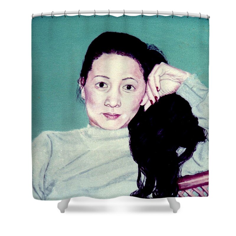 Portrait Shower Curtain featuring the painting PORTRAIT OF A Philippines LADY by Mackenzie Moulton