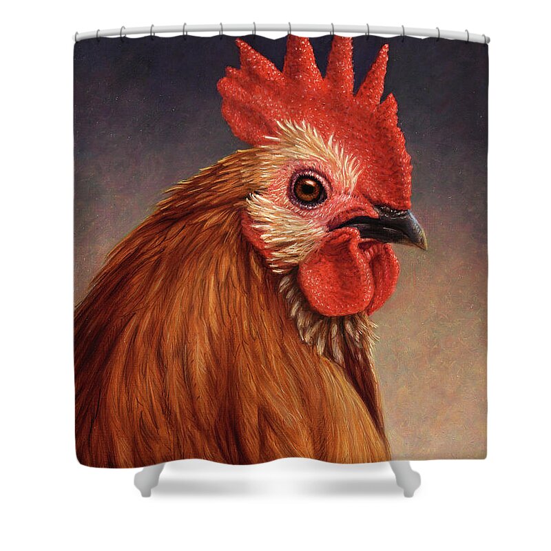 Rooster Shower Curtain featuring the painting Portrait of a Rooster by James W Johnson