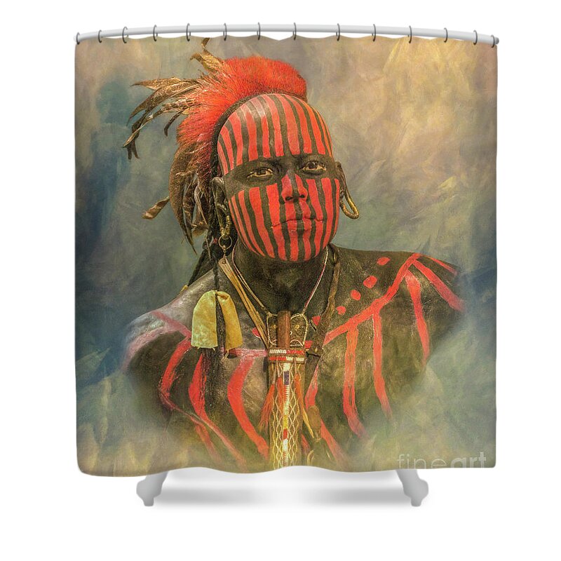 Portrait Of A Warrior Shower Curtain featuring the digital art Portrait of a Warrior by Randy Steele