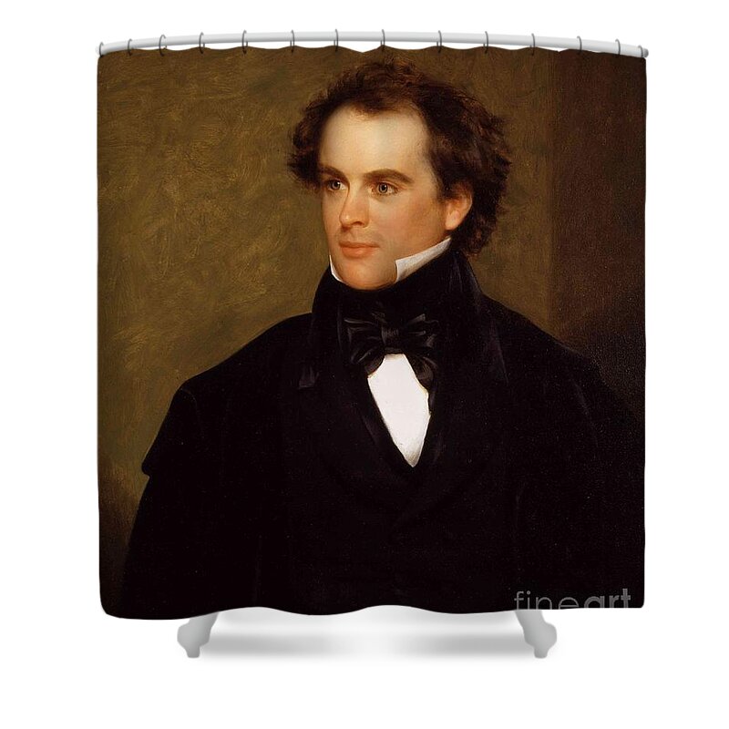 Portrait Of Nathaniel Hawthorne Shower Curtain featuring the painting Portrait of Nathaniel Hawthorne by MotionAge Designs