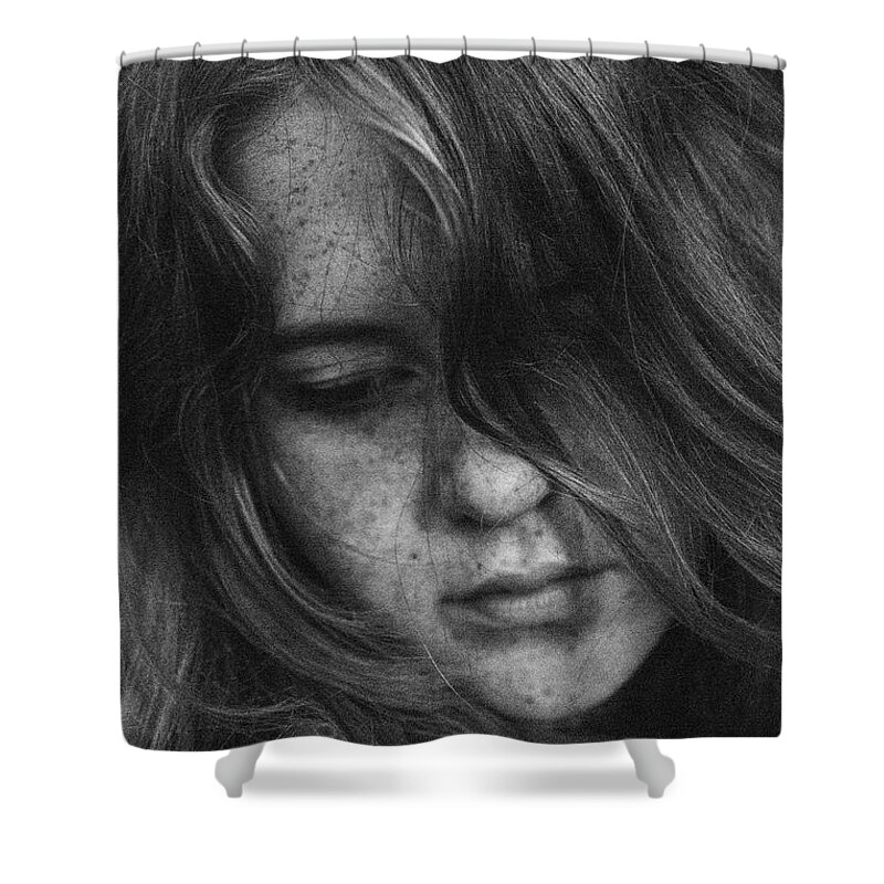  Girl Shower Curtain featuring the photograph Portreit by Misha Bakay