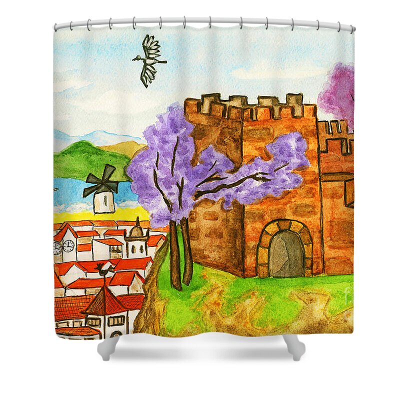 Art Shower Curtain featuring the painting Portugal, painting by Irina Afonskaya
