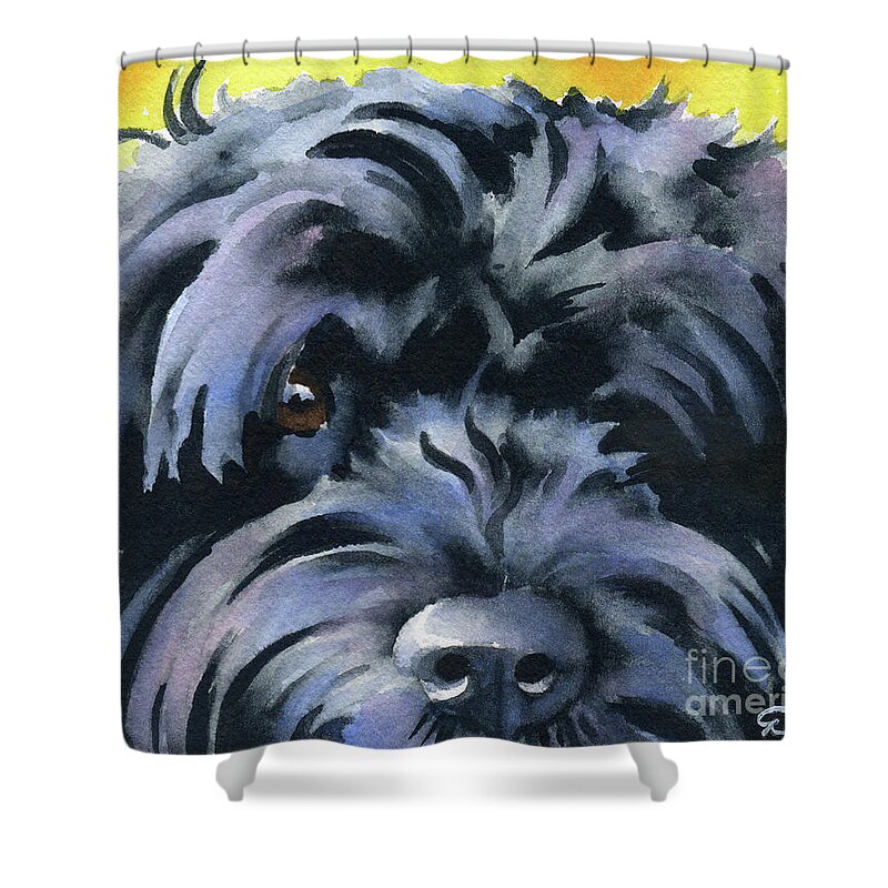 Portuguese Shower Curtain featuring the painting Portuguese Water Dog by David Rogers