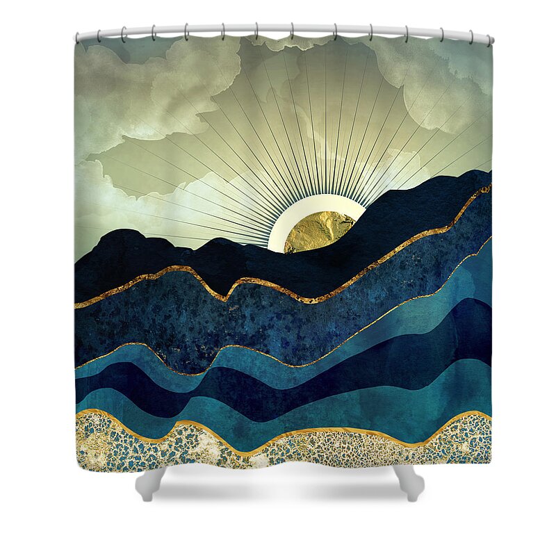 Eclipse Shower Curtain featuring the digital art Post Eclipse by Spacefrog Designs