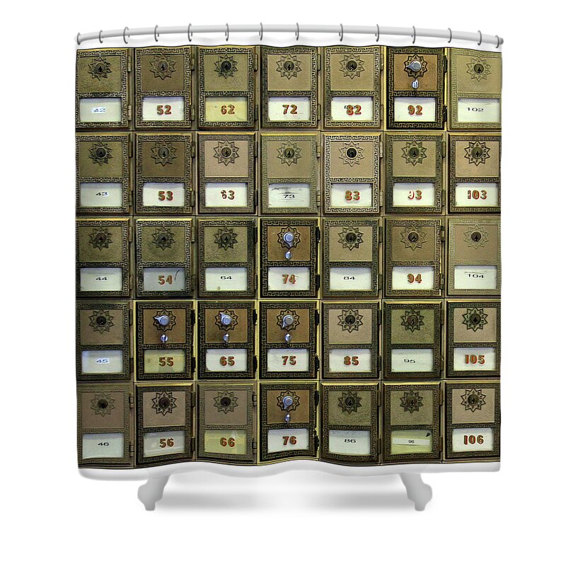 Mail Shower Curtain featuring the photograph Post Office Boxes by Jackson Pearson