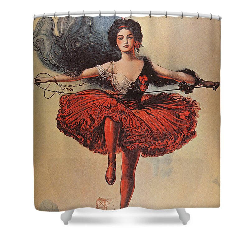 Circus Act Shower Curtain featuring the drawing Poster advertising the Sells Floto Circus, 1920 by American School