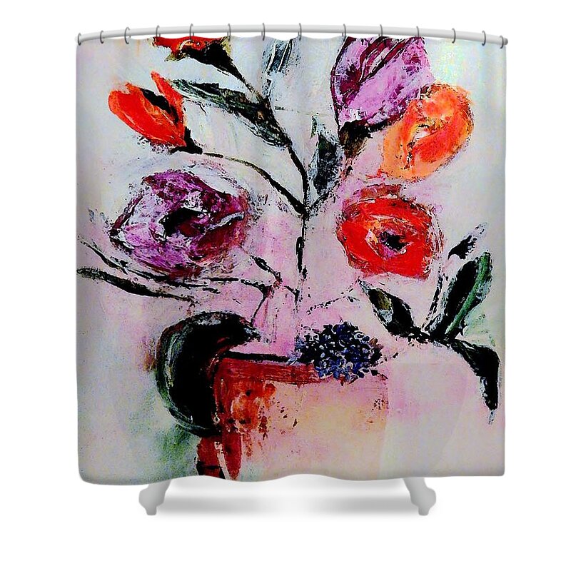 Pot Shower Curtain featuring the painting Pottery Plants by Lisa Kaiser