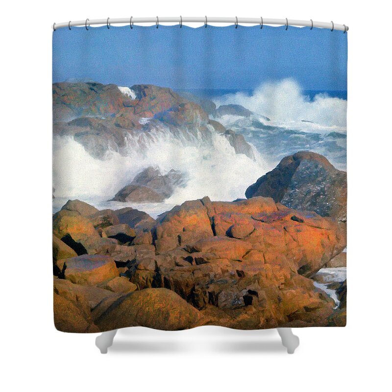 Incoming Wave Shower Curtain featuring the photograph Pounding Surf by Frank Wilson