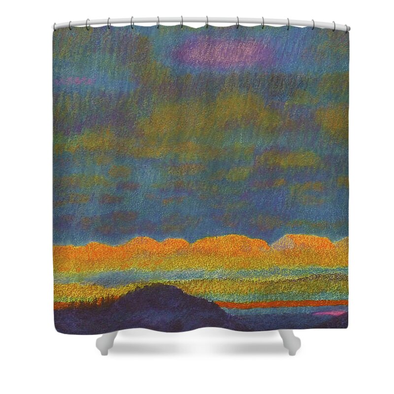 Montana Shower Curtain featuring the painting Powder River Reverie, 1 by Cris Fulton