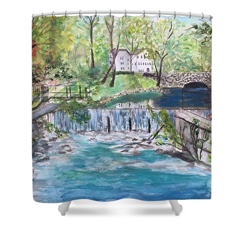 Amesbury Shower Curtain featuring the painting Powwow River Amesbury by Anne Sands