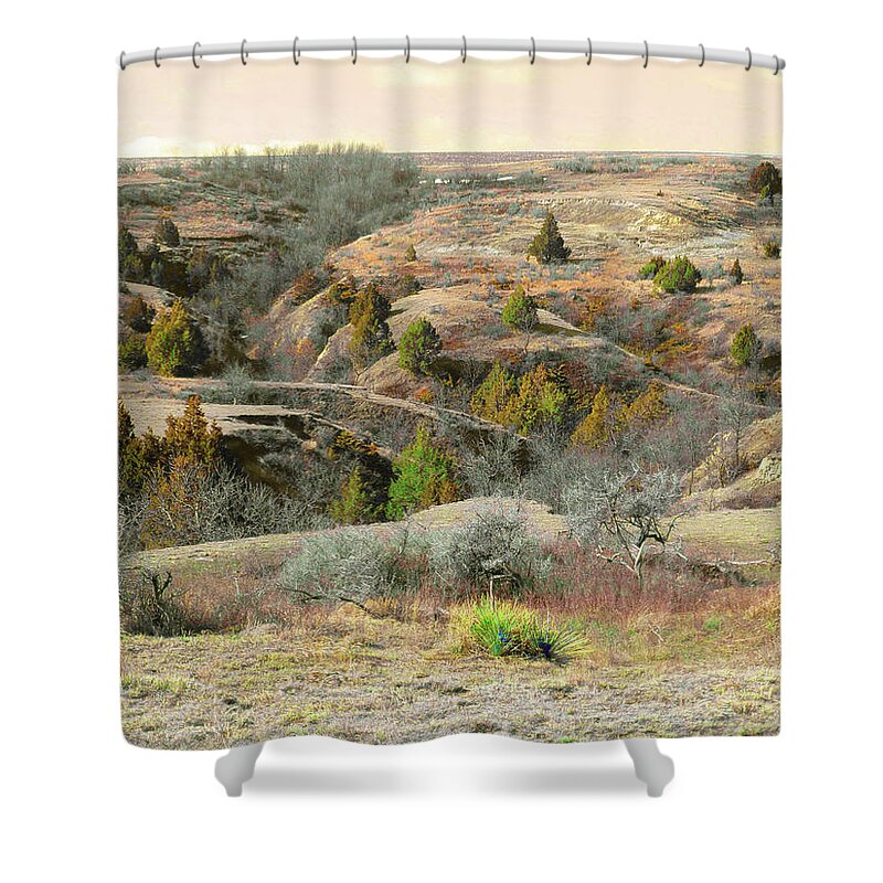 North Dakota Shower Curtain featuring the photograph Prairie Edge Reverie by Cris Fulton