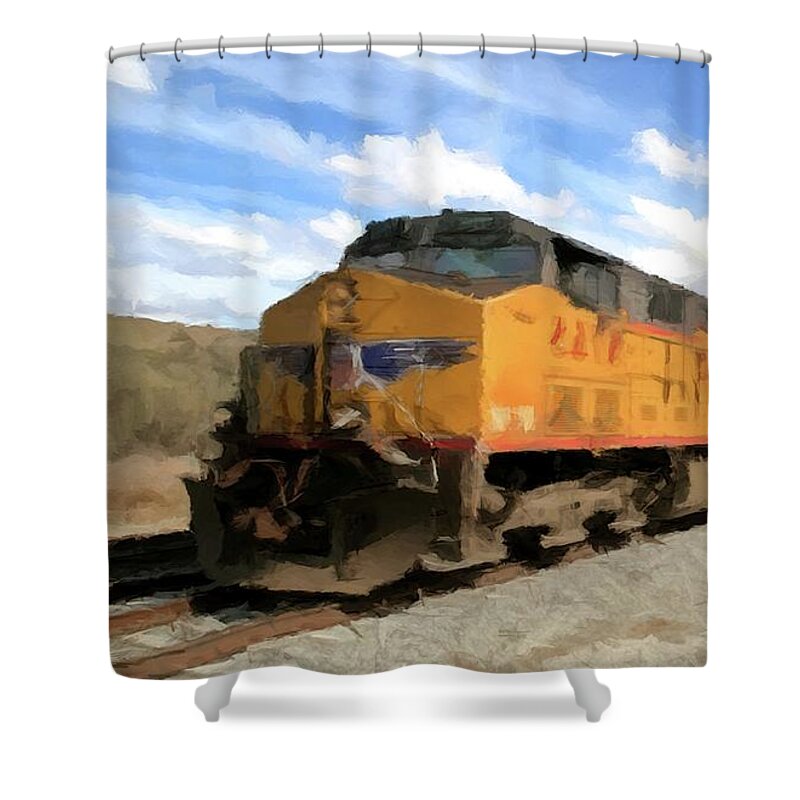 Train Shower Curtain featuring the photograph Prairie Train Ride by David Dehner