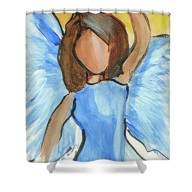  Shower Curtain featuring the painting Praising Angel by Loretta Nash