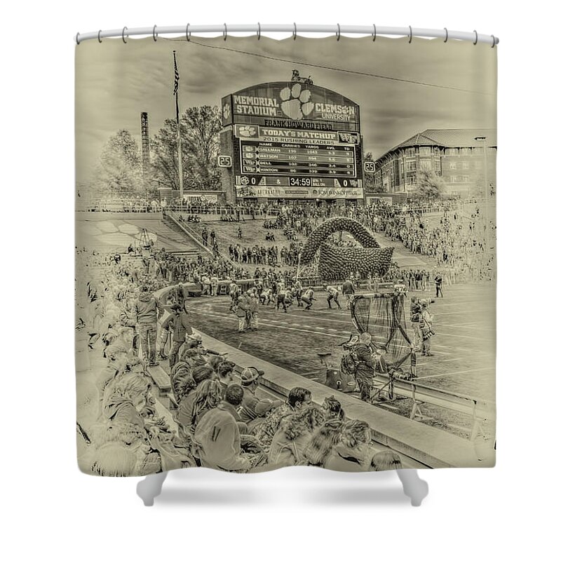 College Shower Curtain featuring the photograph Clemson Tigers Pre Game by Harry B Brown