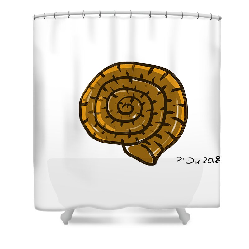 Prehistoric Shower Curtain featuring the digital art Prehistoric Shell by Piotr Dulski