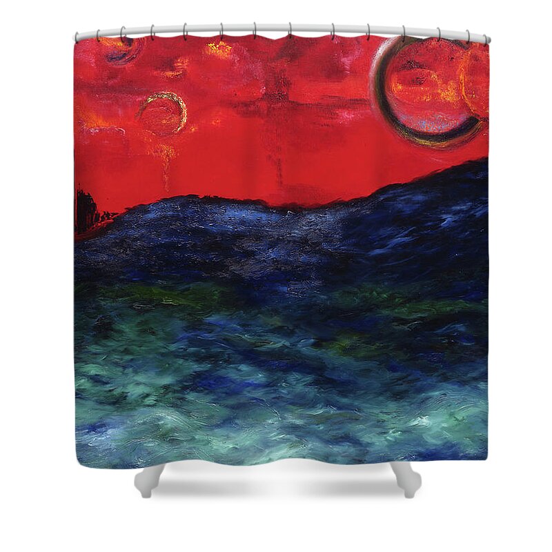Seascape Shower Curtain featuring the painting Premonition by Anitra Handley-Boyt