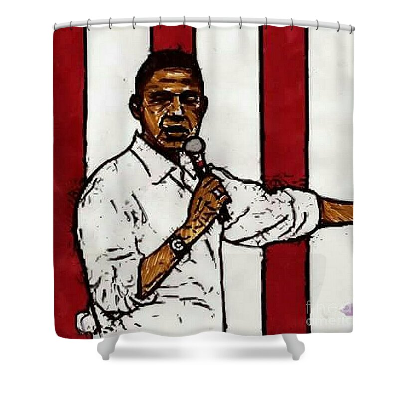  Shower Curtain featuring the painting Pres. O by Tyrone Hart