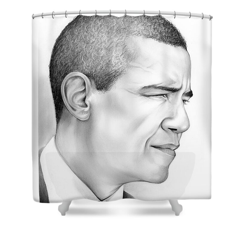 President Shower Curtain featuring the drawing President Obama by Greg Joens