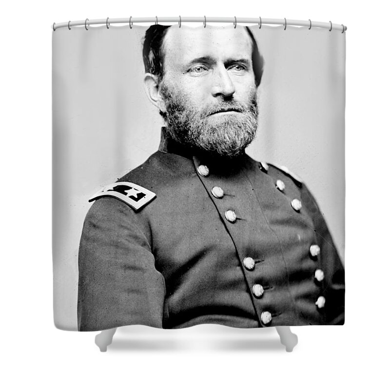 ulysses S Grant Shower Curtain featuring the photograph President Ulysses S Grant in Uniform by International Images