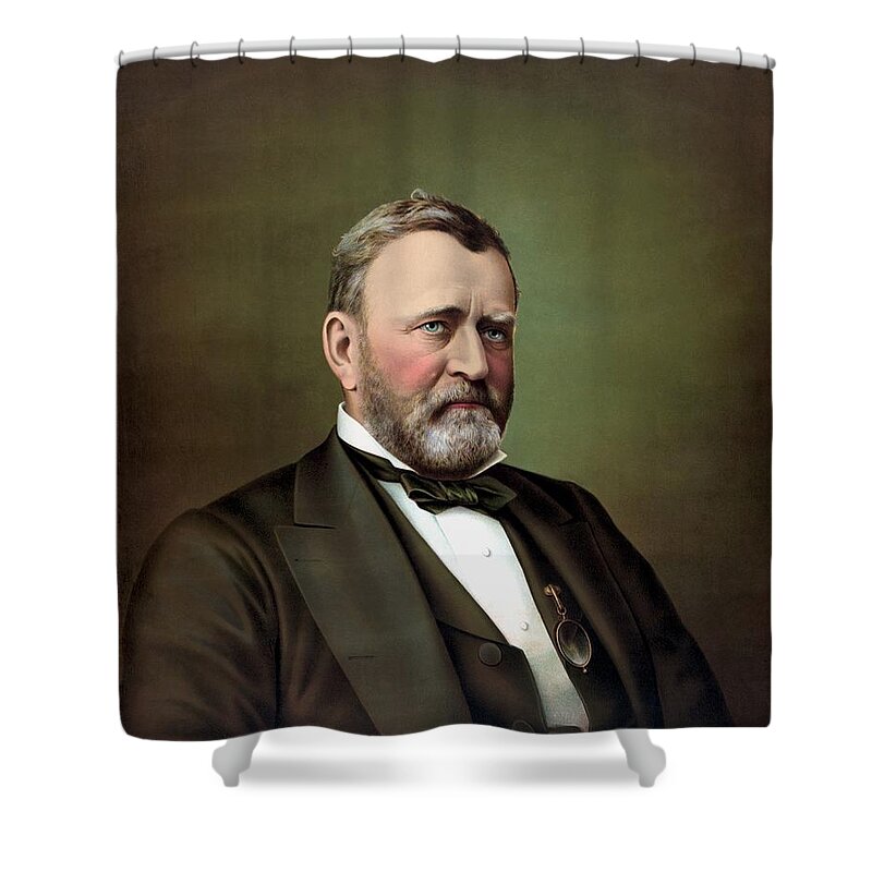 President Grant Shower Curtain featuring the painting President Ulysses S Grant Portrait by War Is Hell Store