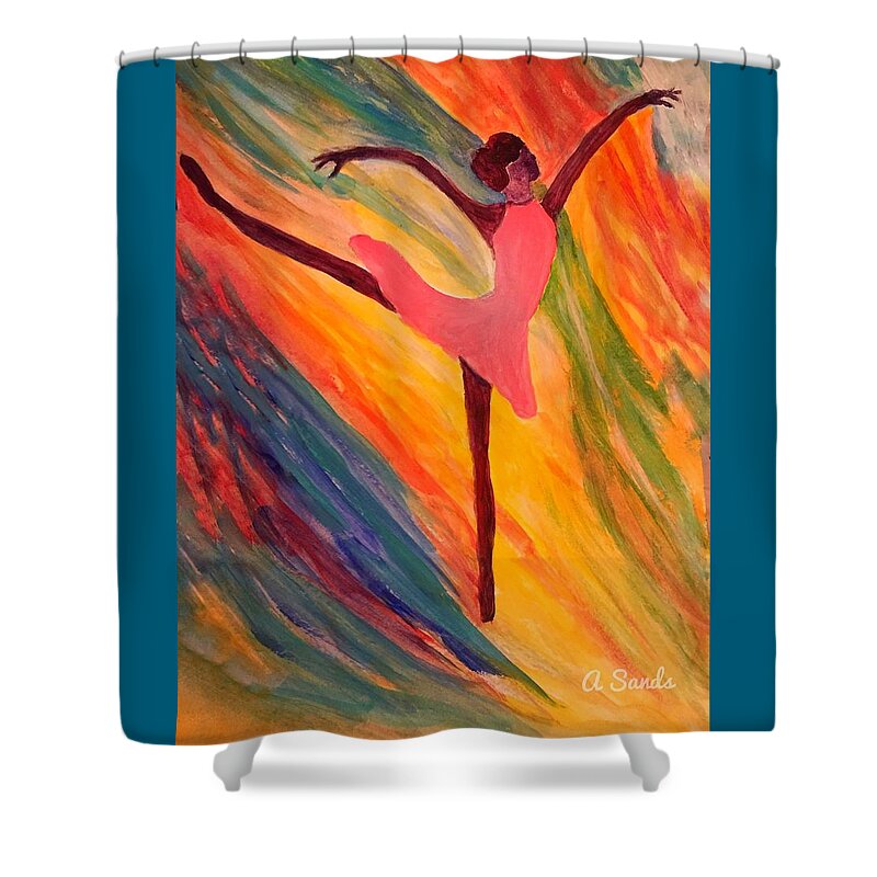 Ballerina Shower Curtain featuring the painting Pretty Ballerina by Anne Sands