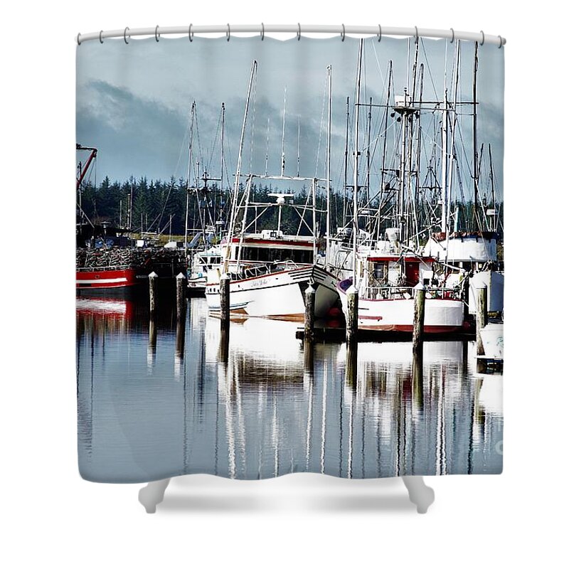Boats Shower Curtain featuring the photograph Pretty in red white and blue by Merle Grenz