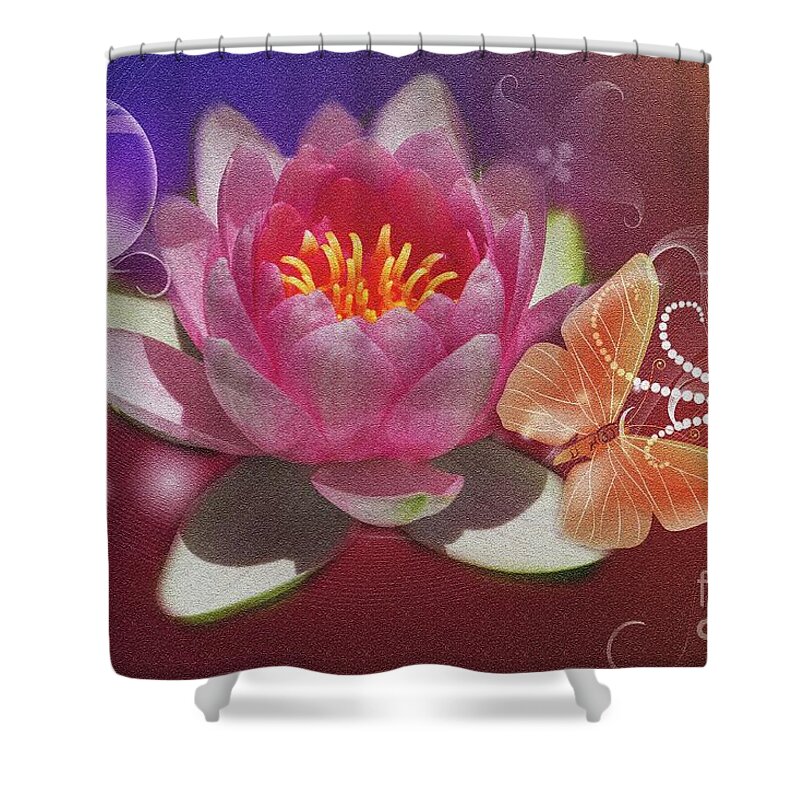 Lotus Flower Shower Curtain featuring the photograph Pretty Items by Geraldine DeBoer